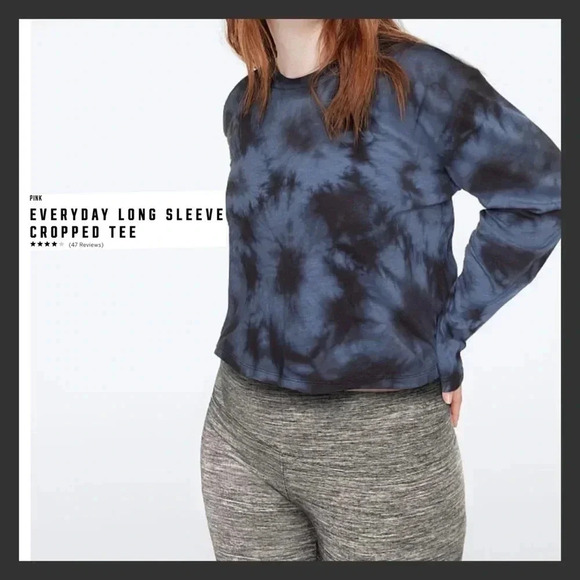 🆕PINK LONG SLEEVE TIE DYE CROPPED TEE L🆕 - Picture 1 of 4